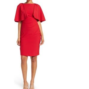 NWT Marina cape sheath dress cherry red size 12